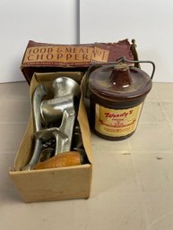 Lot Of 2 Vintage Kitchen Items (chopper/crock)