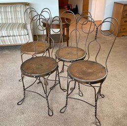 Set Of 4 Parlor Chairs ~ Wood Seat