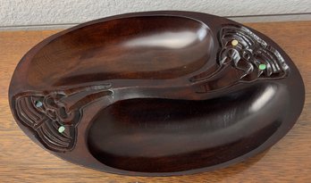 Hand Carved Wood Serving Dish From New Zealand.
