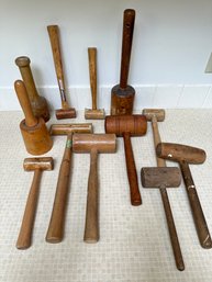 Lot Of 12 Wood Mallets Or Hammers