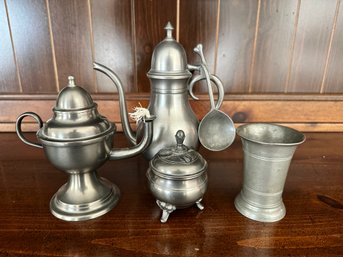 Set Of 4 Antique Pewter Containers.