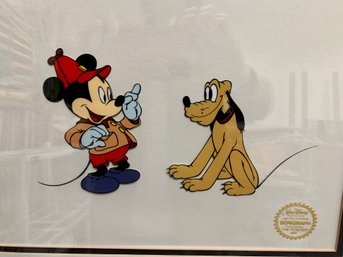 Framed Serigraph Of Mickey & Pluto, Disney Original Art
