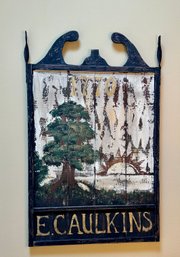 E. Caulkins Primitive Style Painting On Wood