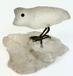 Glass Chirping Bird On Crystal Sculpture Art