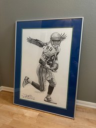 1995 Man Of The Year Brian Blades Seattle Seahawks Original Pencil Drawing Signed By Brian And Michael Reagan