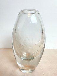 Etched Crystal Floral Vase