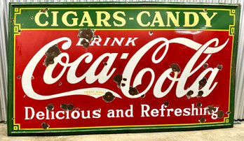 Very Large 1930s Coca Cola Porcelain Sign