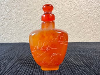 Etched Stone Snuff Bottle