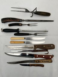 Lot Of Knives And Serving Forks. Including Shapleighs And Friedr Herder.