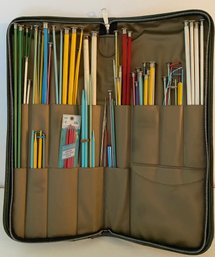 Assorted Knitting Needles In Carrying Case