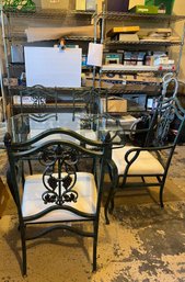 Green Ornate Metal Patio Table & 4 Chairs