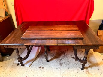 Vintage Large Walnut Table With Leafs.