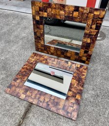 Two Faux Tortoise Shell Mirrors