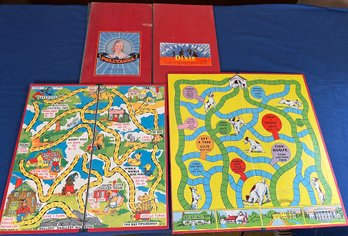 4 Vintage Board Games Only: Pollyanna, Dixie, Uncle Wiggliy