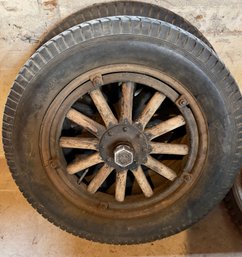 Pair Of Essex Motors Wood Rim Tires