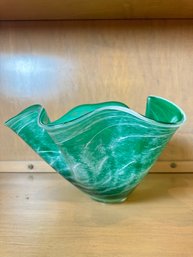 Green Signed Blown Glass Sea Form