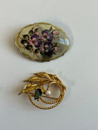 2 Costume Floral Pins