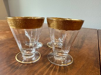 4 Small Gold Rimmed Glasses