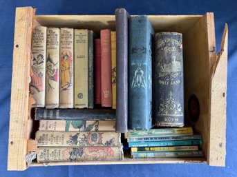 Vintage Lot Of Books 3 With Fruit Crate