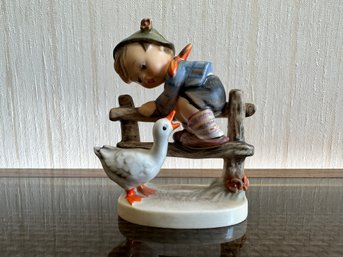 Hummel Boy With Duck On Fence