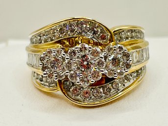 Three Circle Diamond Cluster Ring 10k Gold - Size 7