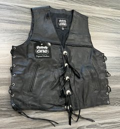 Highway One Original Leather Motorcycle Vest Size 2XL