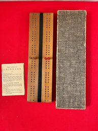 Vintage Cribbage Board With Box And Instructions.