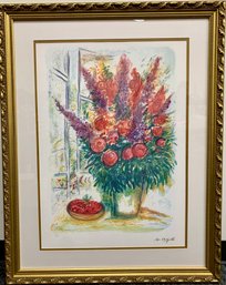 Marc Chagall Bouquet & Bowl Of Cherries Offset Lithograph 296/500 W/ COA