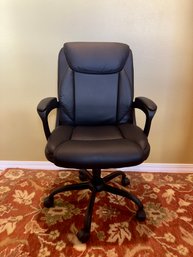 Black Vinyl Padded Desk Chair With Arms