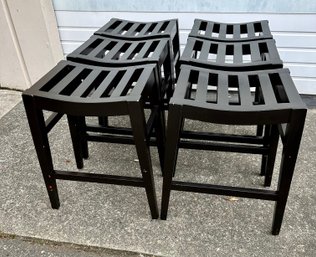 Six Painted Black Barstools