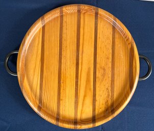 14 Inch Solid Wood Round Serving Tray.