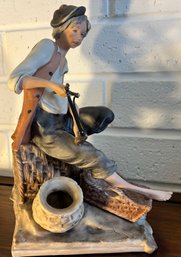 Boy With A Slingshot, Ethan Allen Made In Italy, San Martini Porcelain.