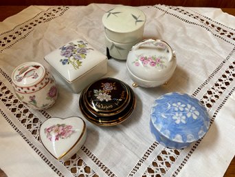Lot Of 7 Misc. Small Porcelain Trinket Boxes