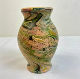Small Vintage Swirl Glazed Studio Pottery Vase