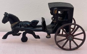 Vintage Cast Iron Horse, Buggy And Driver