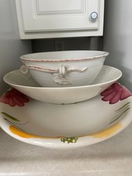 Lot Of 3 Large Bowls And Platter