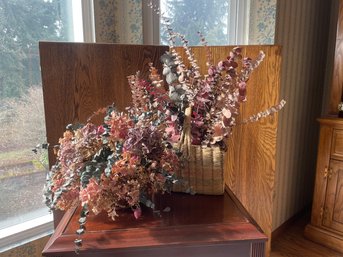 Lot Of 2 Dried Floral Arrangements W/Basketd