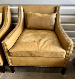 Beige Weathered Leather Side Chair