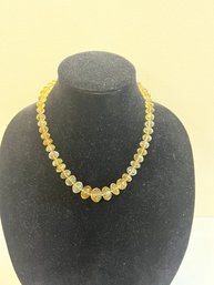 14K Clasp Amber Glass Beaded Necklace