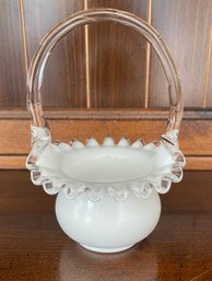 Fenton Silver Crest Milk Glass Basket