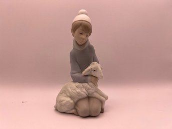 Lladro Figurine 'shepherd Boy With Lamb'  Satin Finish