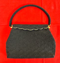 Vintage Made In Hong Kong Beaded Black Purse