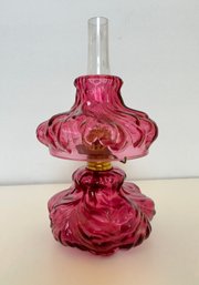 Cranberry Glass Small Oil Lamp