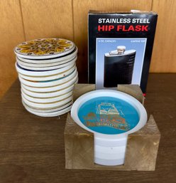 Flask And Coaster Lot