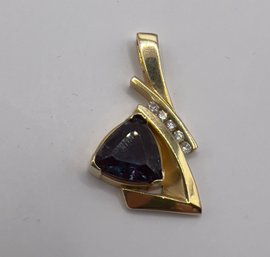 14K Sapphire & Diamond Pendant