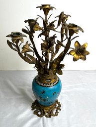 Vintage Cloisonne Vase Candelabra