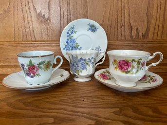 Lot Of 3 Cups & Saucers Barauther, Dorset Elizabethan Queen Anne