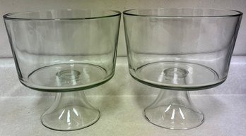2 Large Glass Compotes
