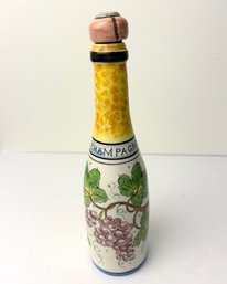 Hand-painted France Pottery Wine Liquor Bottle Decanter