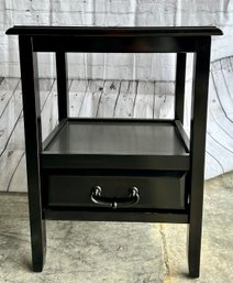 Dark Wood Side Table With Drawer